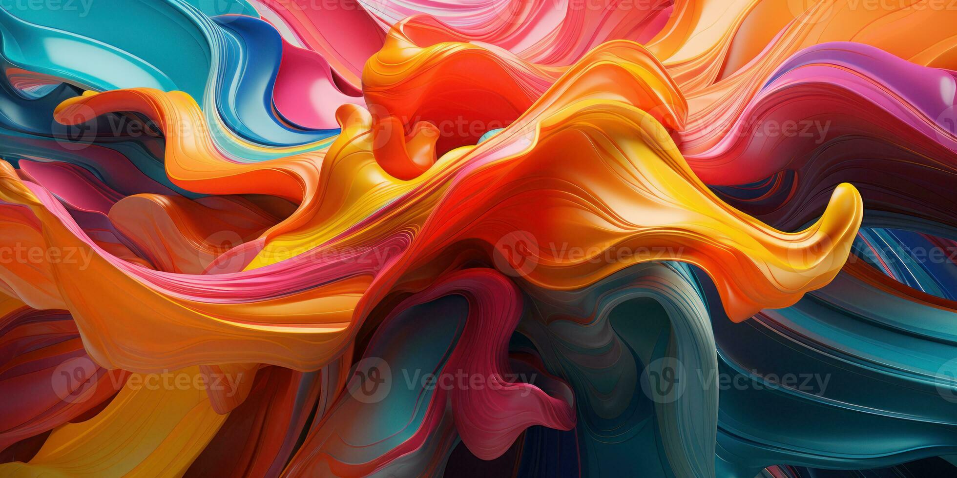 Colorful 3D abstract art, presenting a dance of colors. AI generative. photo