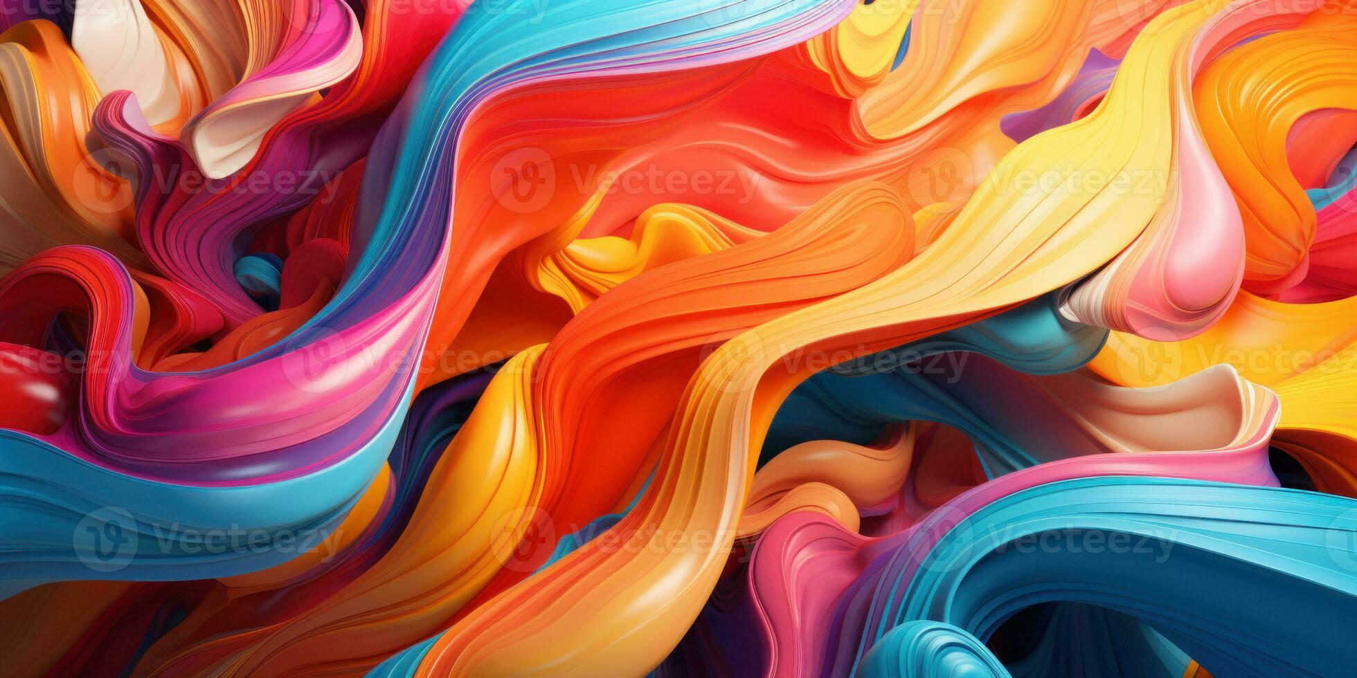 Colorful 3D abstract art, presenting a dance of colors. AI generative. photo