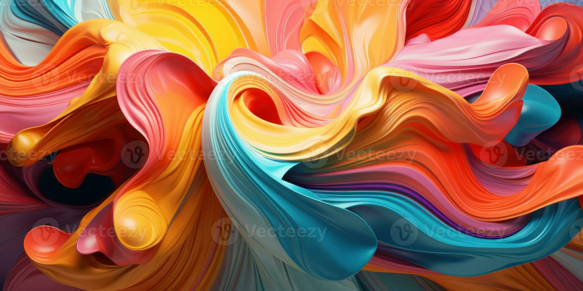 Colorful 3D abstract art, presenting a dance of colors. AI generative. photo