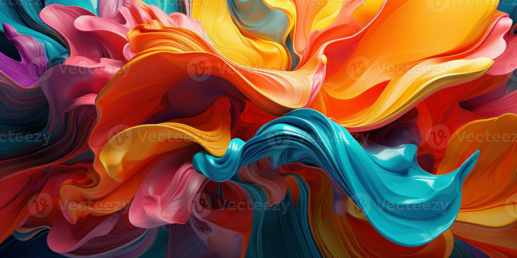 Colorful 3D abstract art, presenting a dance of colors. AI generative. photo