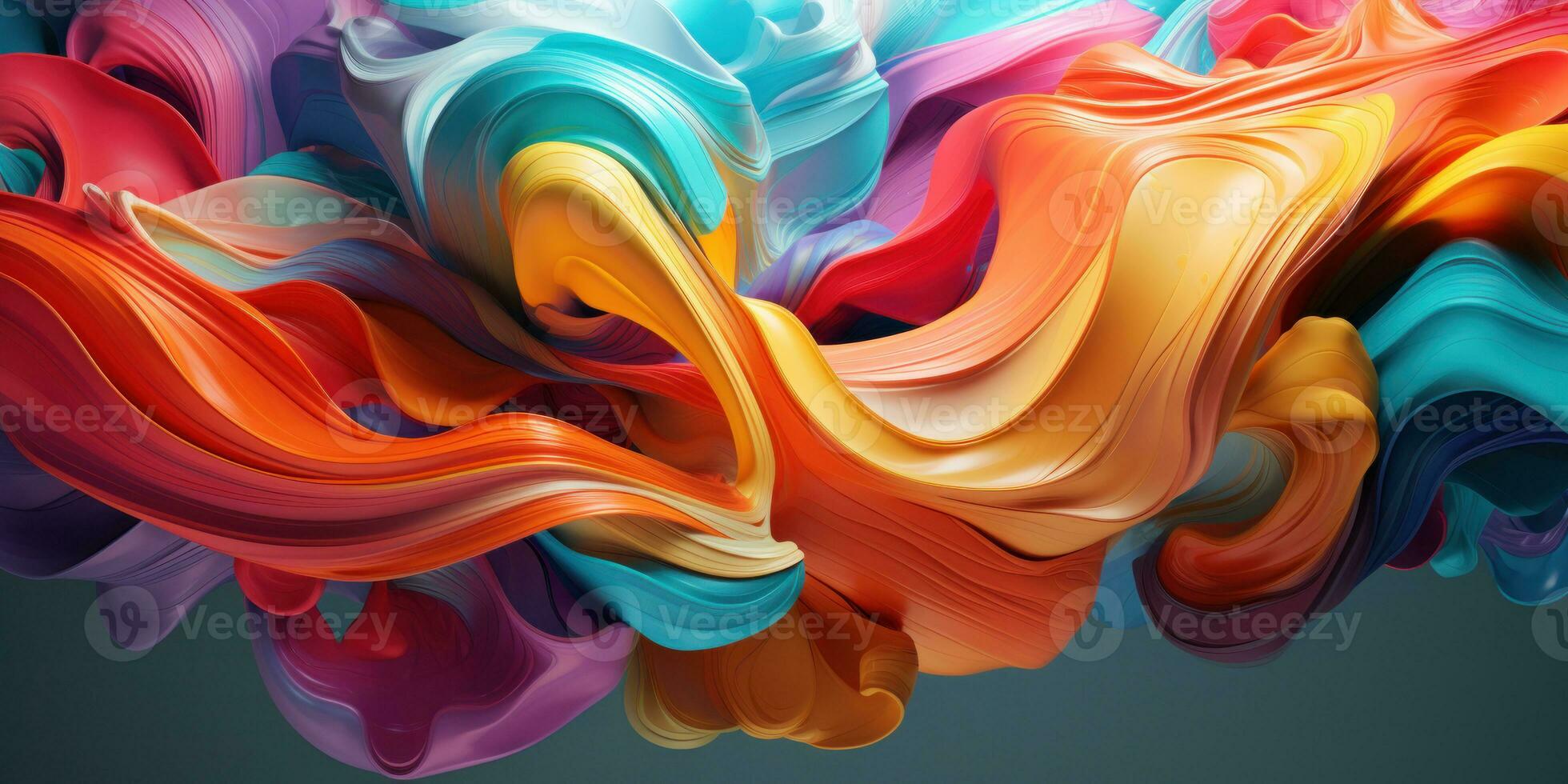 Colorful 3D abstract art, presenting a dance of colors. AI generative. photo