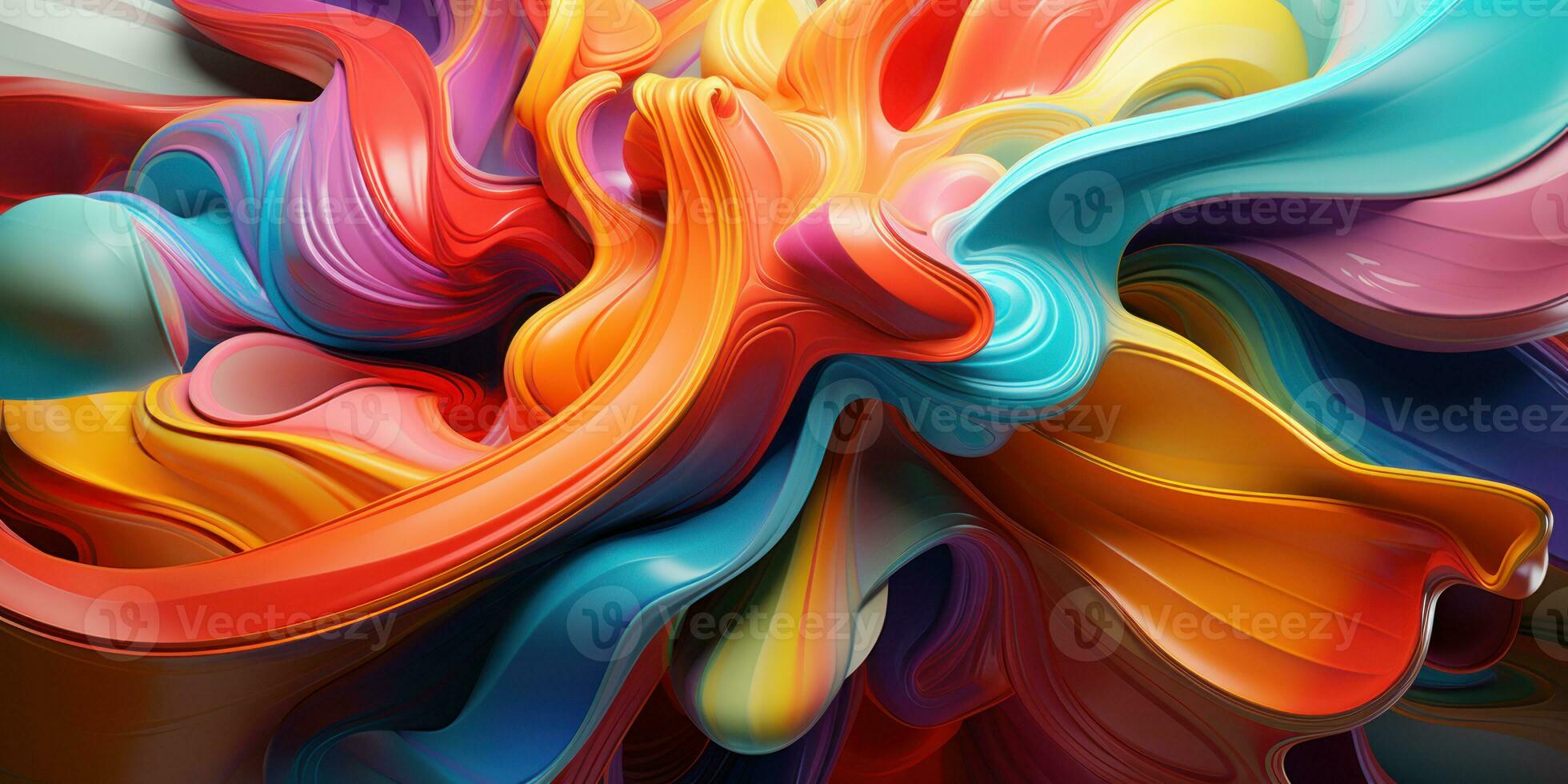 Colorful 3D abstract art, presenting a dance of colors. AI generative. photo