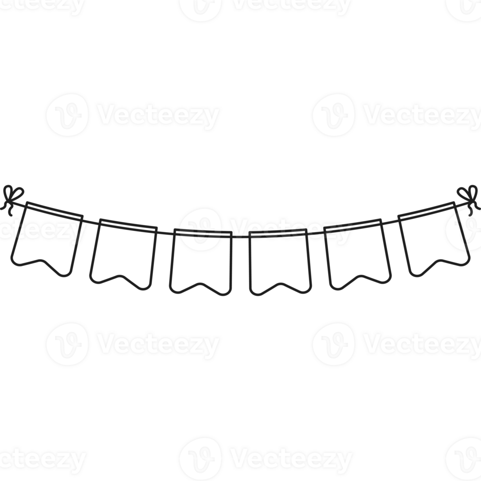 Bunting Flag Outline Style Illustration PNG Transparent Background