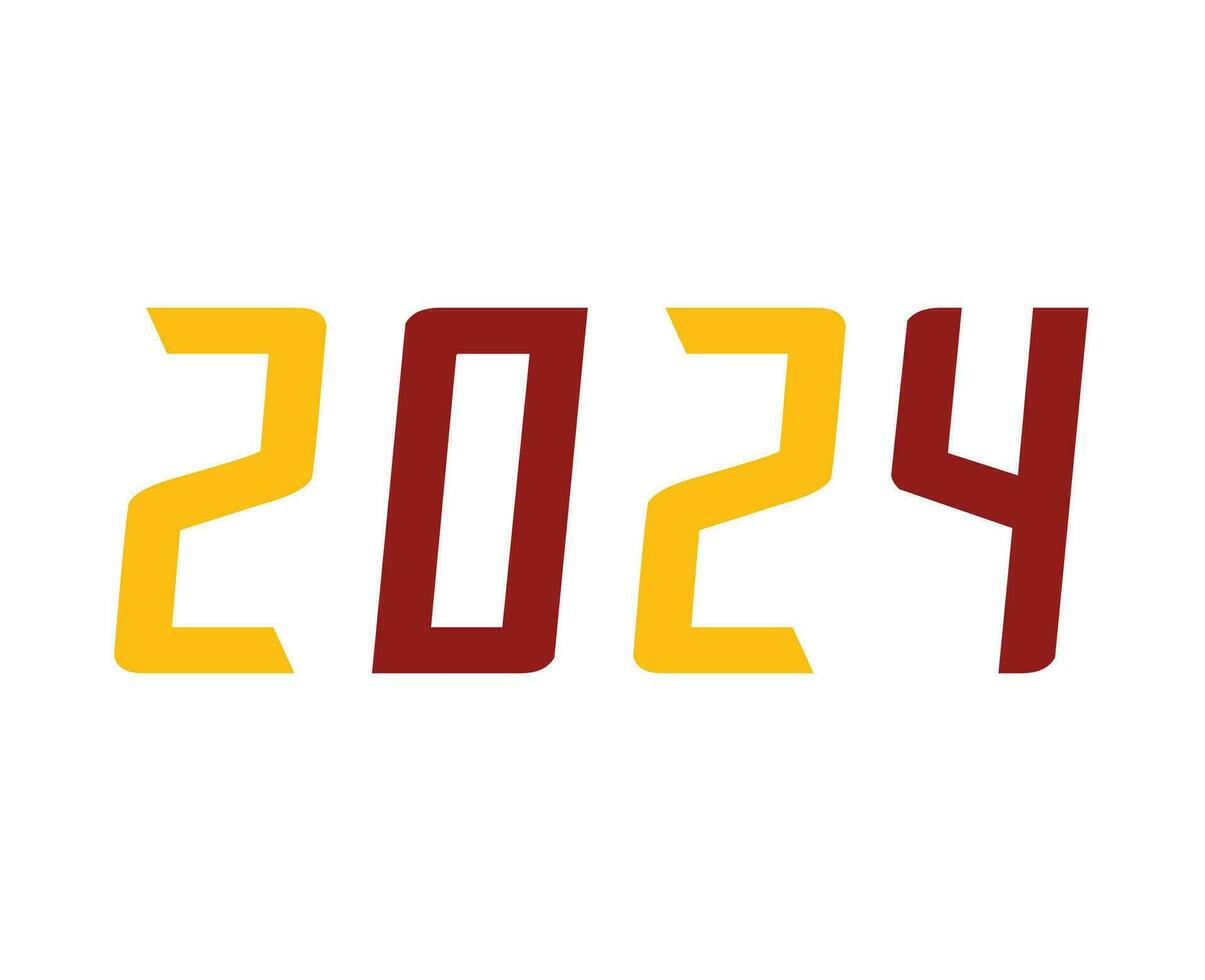 2024 New Year Holiday Abstract Maroon And Yellow Graphic Design Vector Logo Symbol Illustration