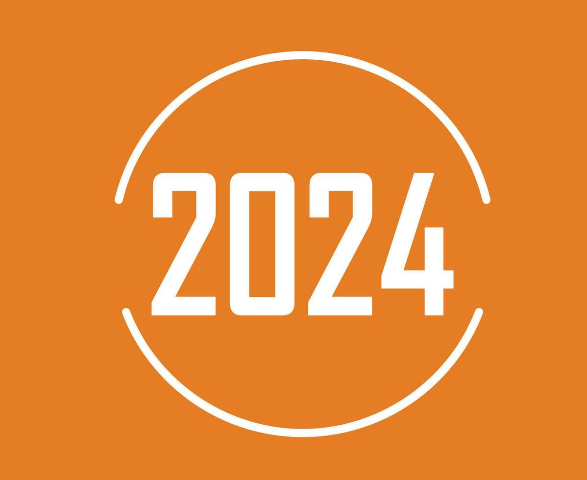 2024 New Year Holiday Abstract White Graphic Design Vector Logo Symbol Illustration With Orange Background
