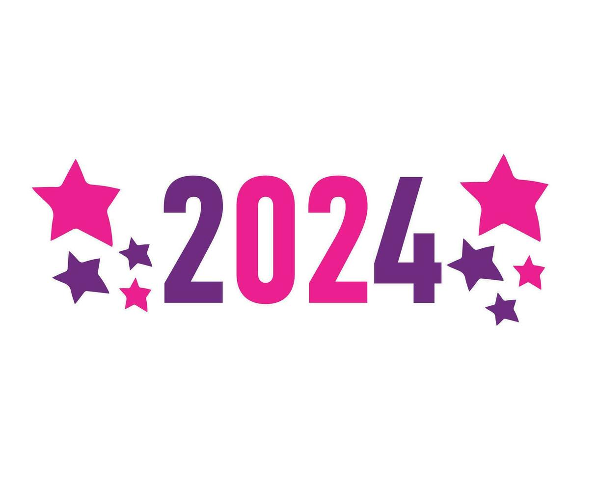 2024 nuevo año fiesta resumen rosado y púrpura gráfico diseño vector logo símbolo ilustración