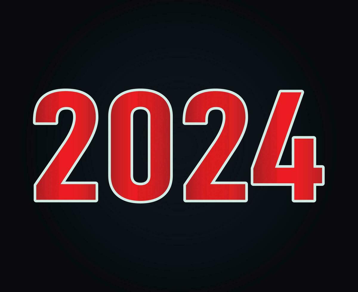 2024 New Year Holiday Abstract Red Graphic Design Vector Logo Symbol Illustration With Black Background