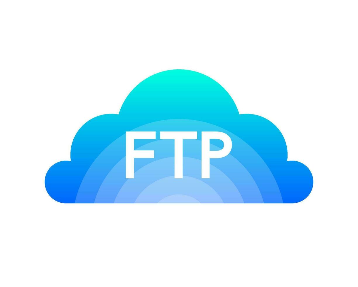Flat web banner with ftp. Application interface. Technology concept. Vector illustration.