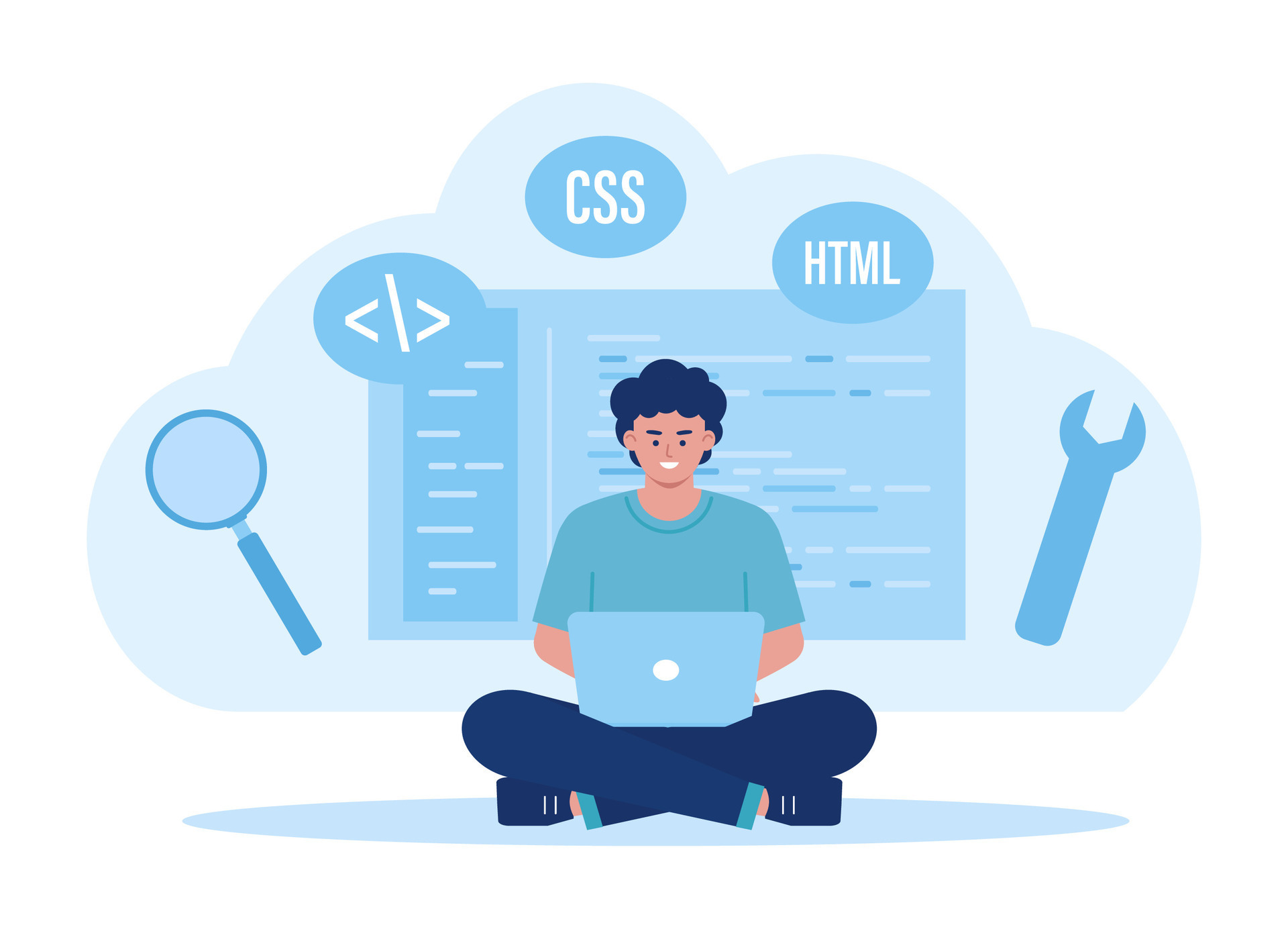 HTML CSS programming data analysis concept flat illustration 34342883 ...