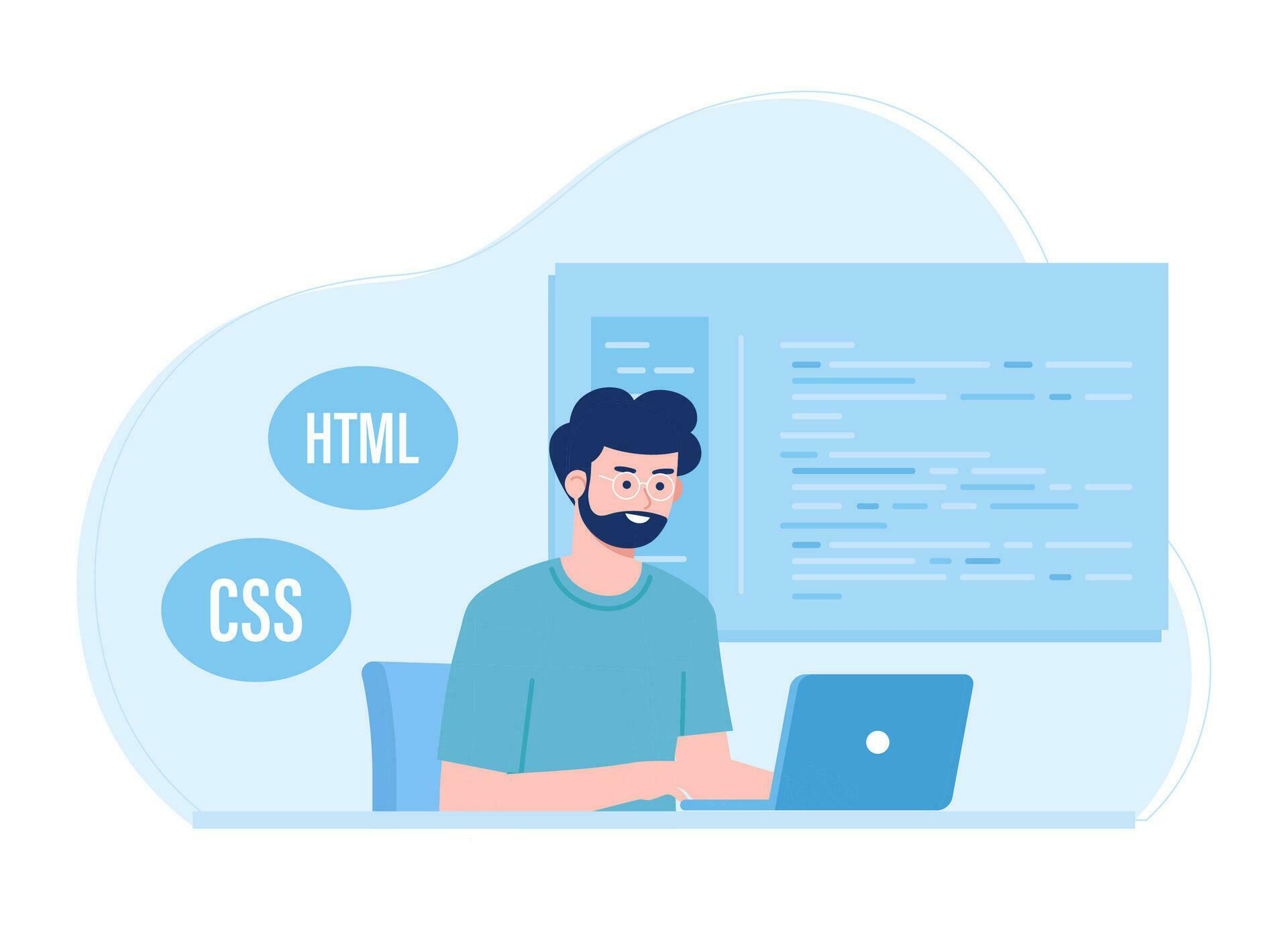 programmers learn programming through computers on websites concept ...