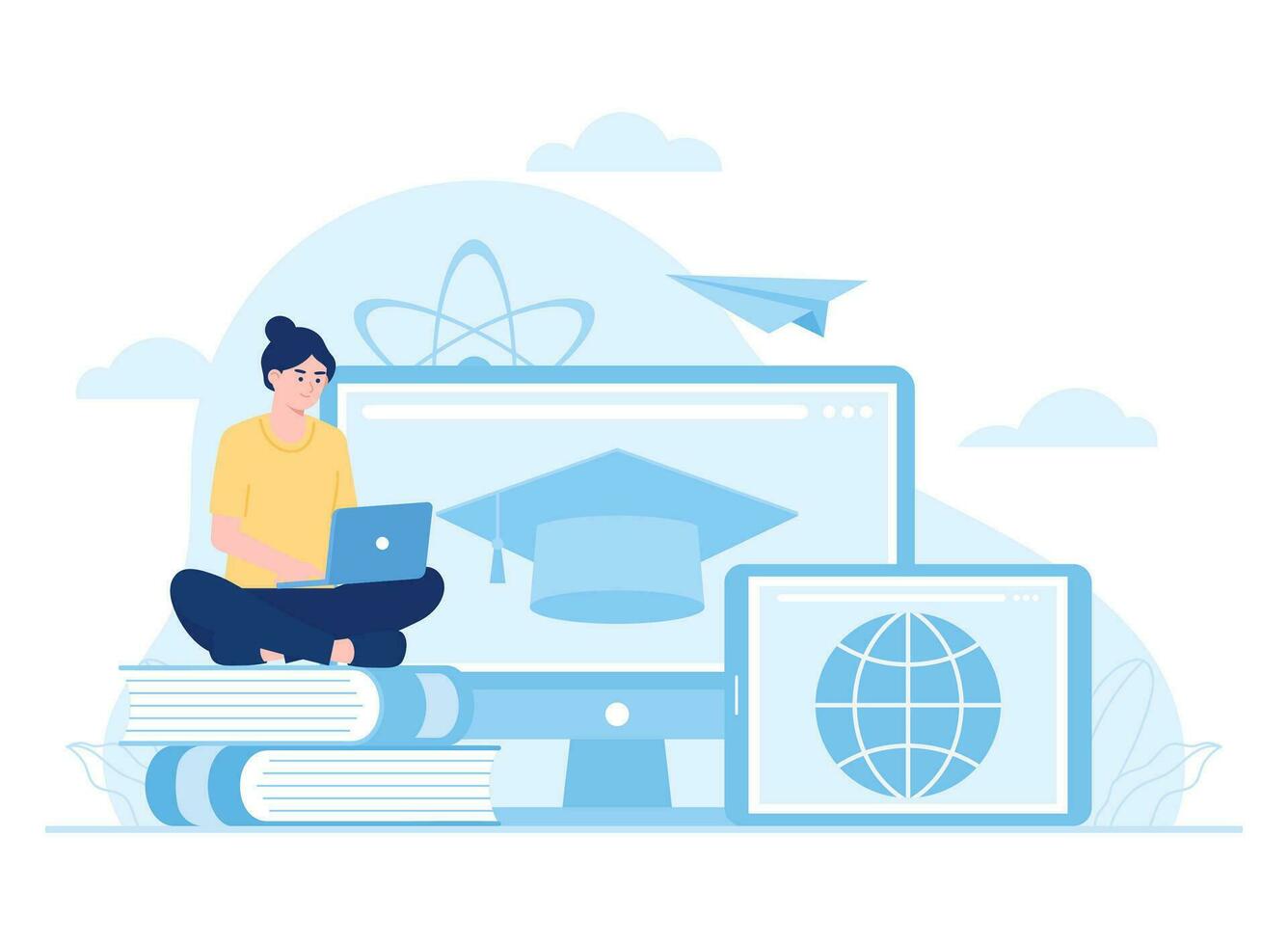 online lectures using the web concept flat illustration vector