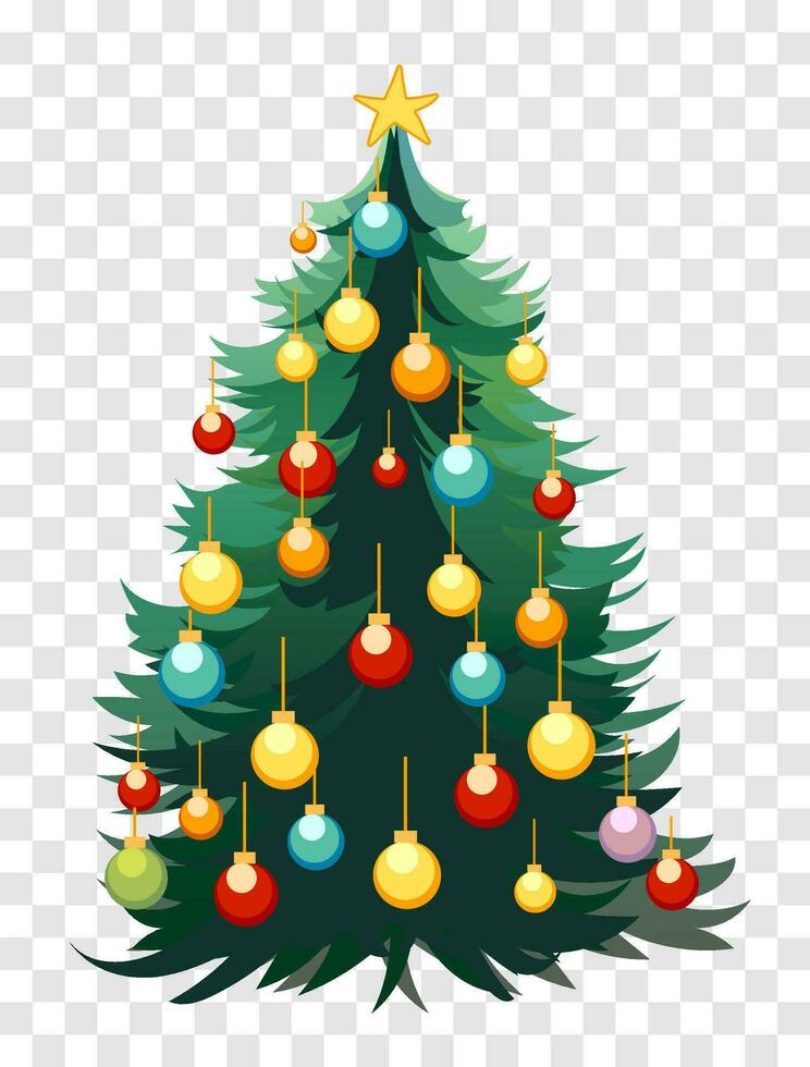 Christmas tree, christmas balls in isolated background. Vector illustration eps10