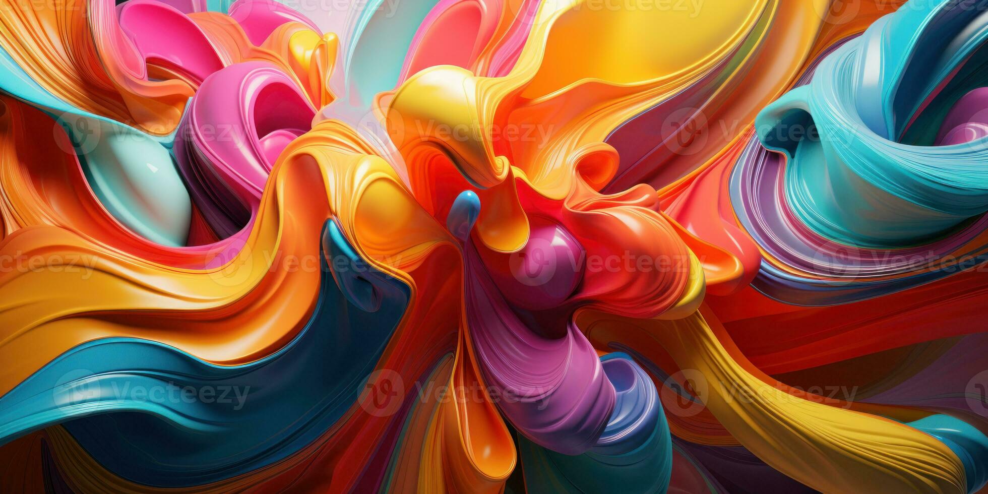 Colorful 3D abstract art, presenting a dance of colors. AI generative. photo