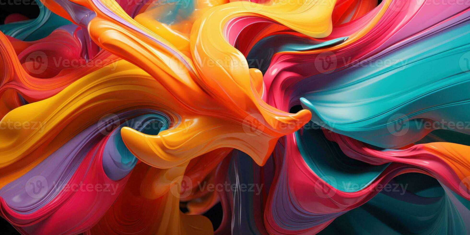 Colorful 3D abstract art, presenting a dance of colors. AI generative. photo