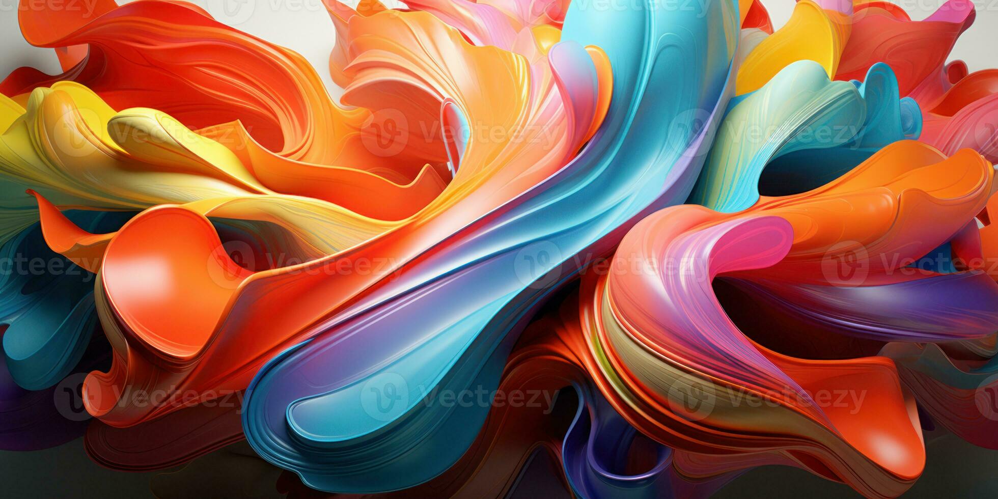 Colorful 3D abstract art, presenting a dance of colors. AI generative. photo