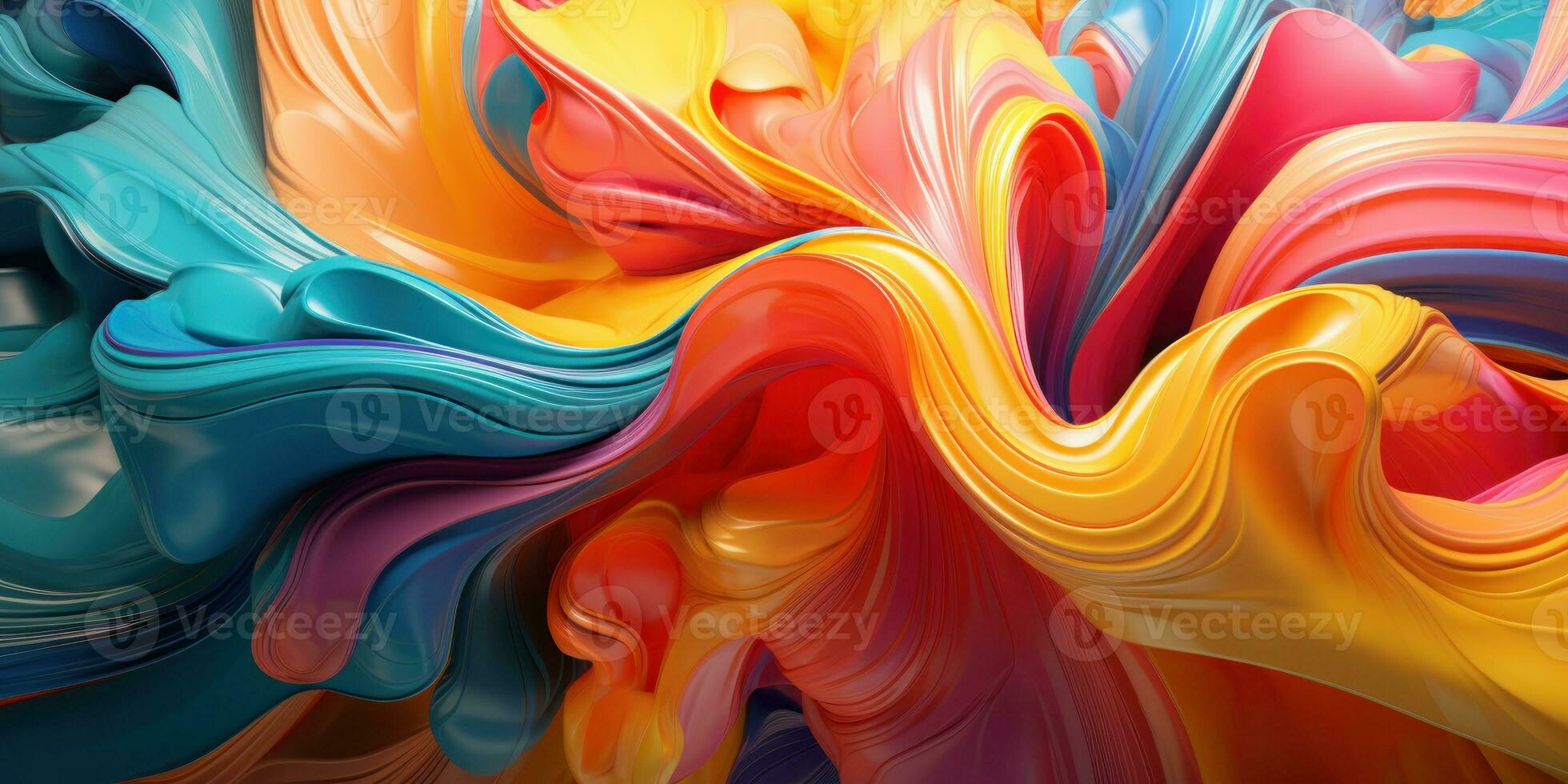 Colorful 3D abstract art, presenting a dance of colors. AI generative. photo