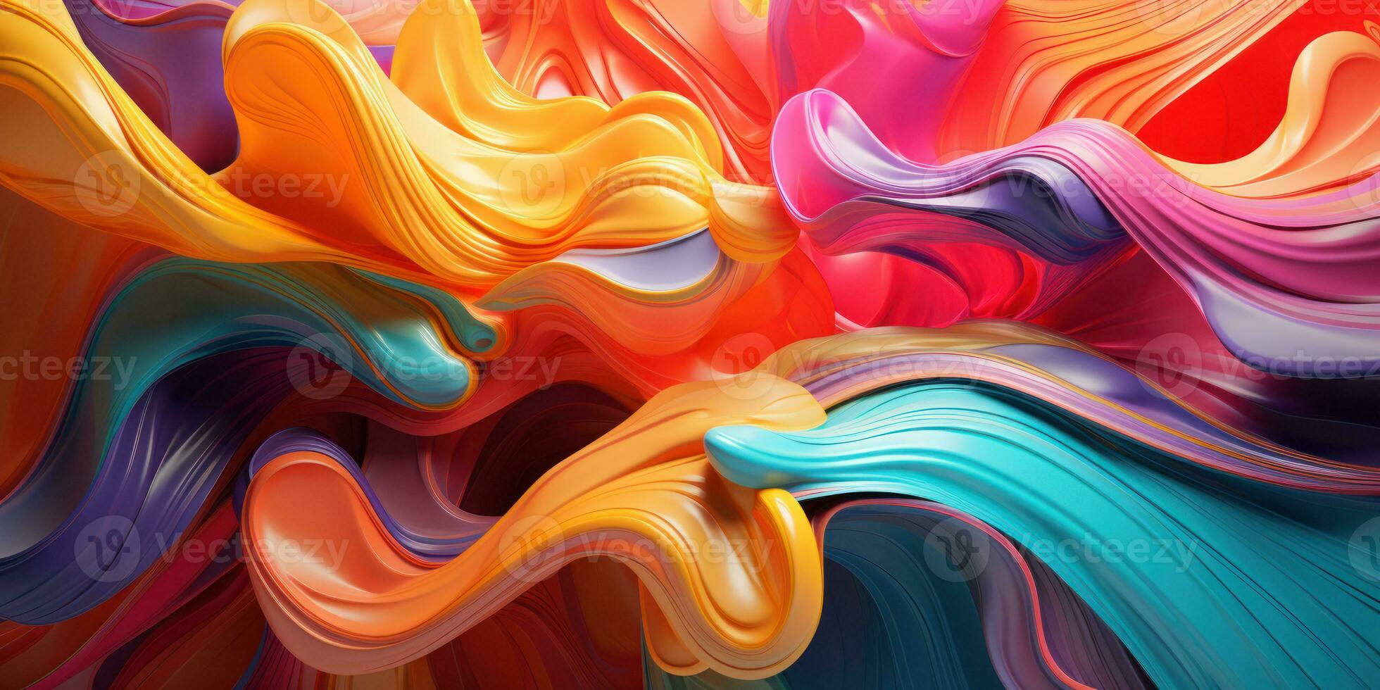 Colorful 3D abstract art, presenting a dance of colors. AI generative. photo