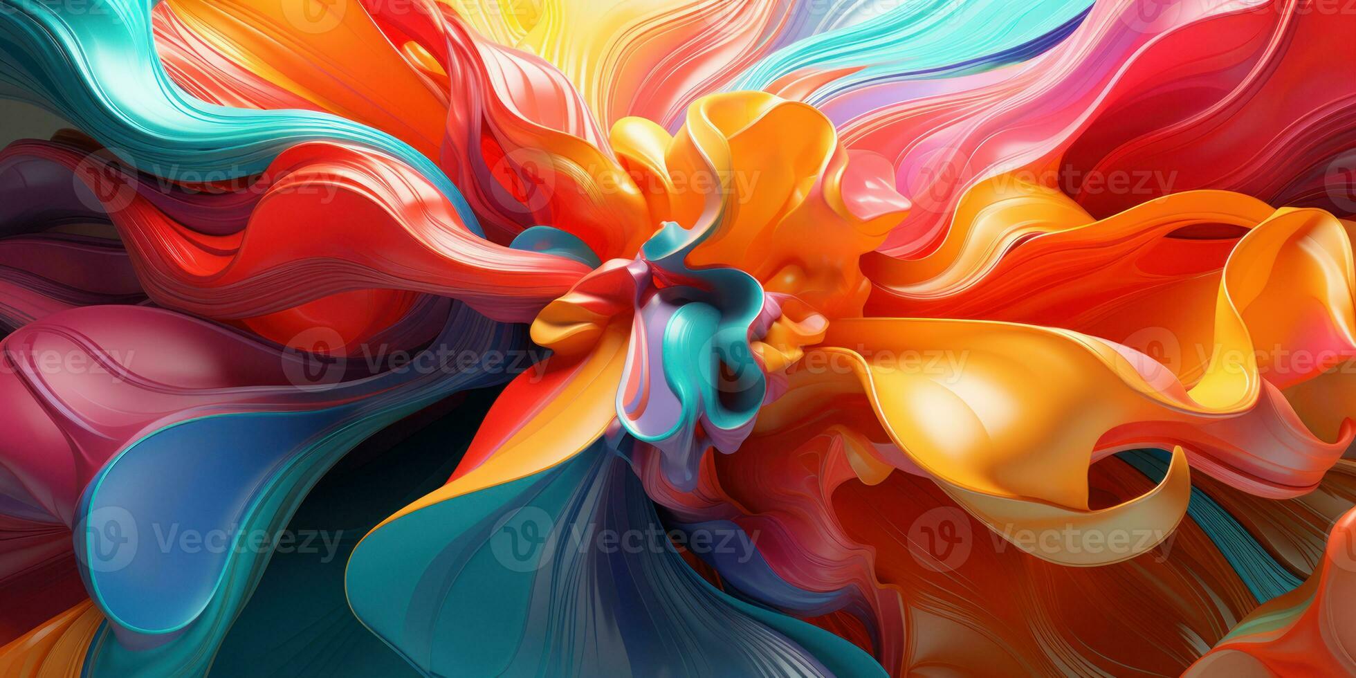 Colorful 3D abstract art, presenting a dance of colors. AI generative. photo