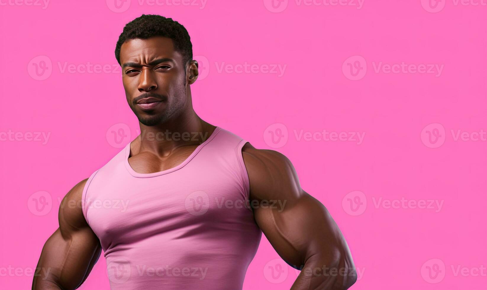 Confident black man with hands on hips. AI generative. photo