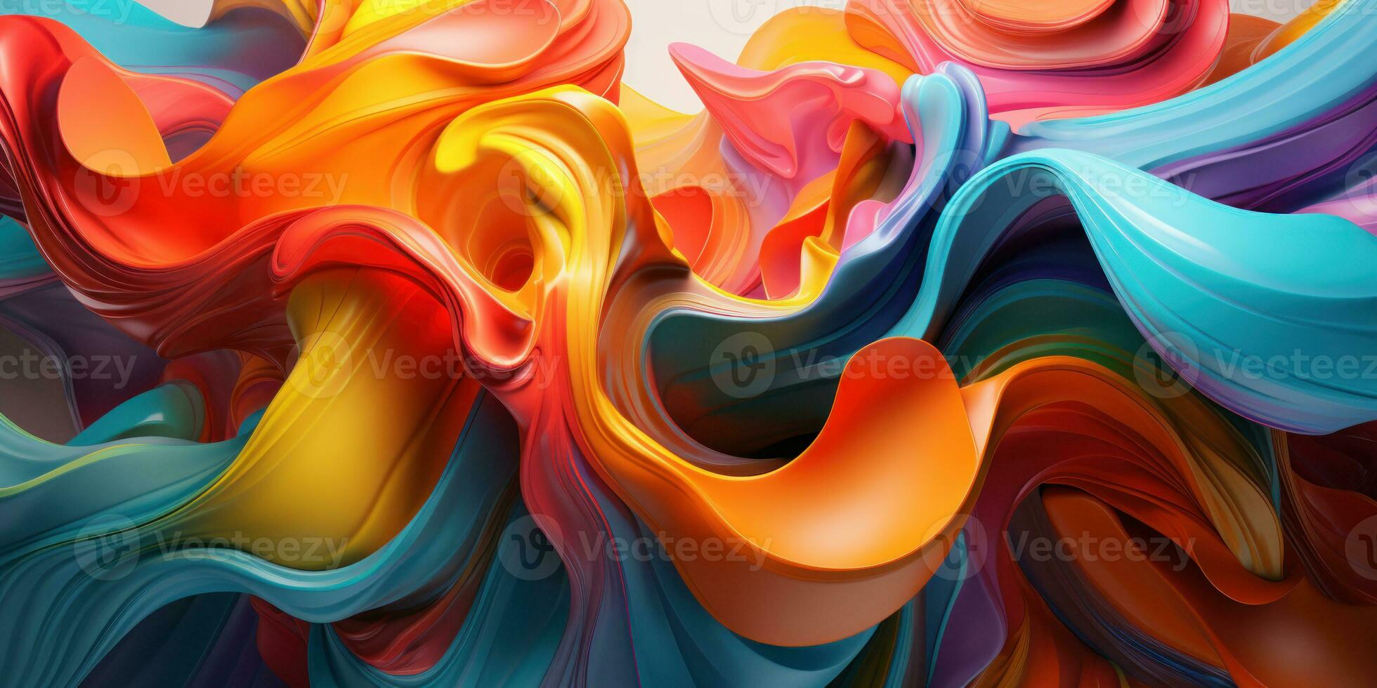 Colorful 3D abstract art, presenting a dance of colors. AI generative. photo