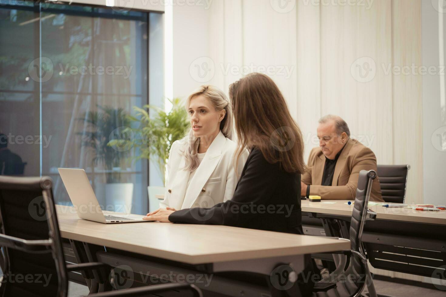 Both of young businesswomen working on a laptop in the office. Business concept photo