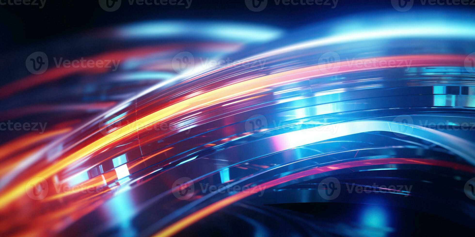 Tangled neon wires captured in a macro perspective. AI generative. photo