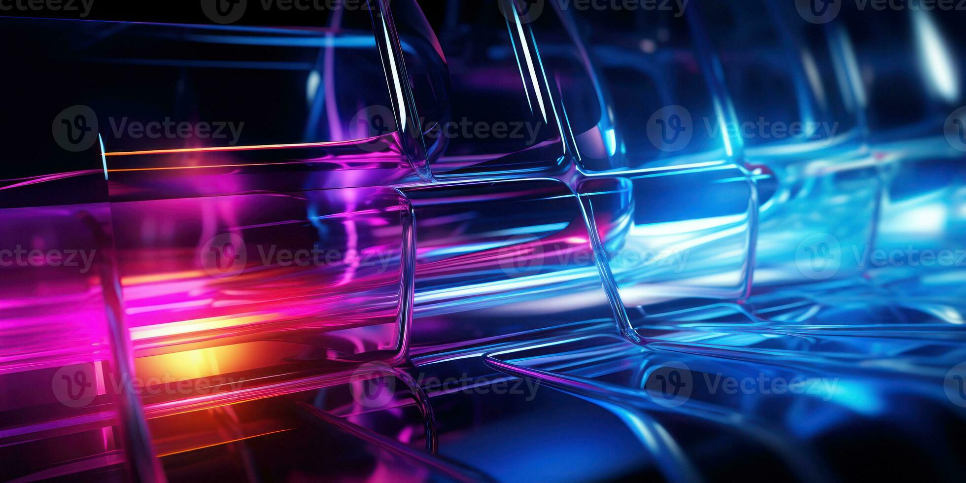 Tangled neon wires captured in a macro perspective. AI generative. photo