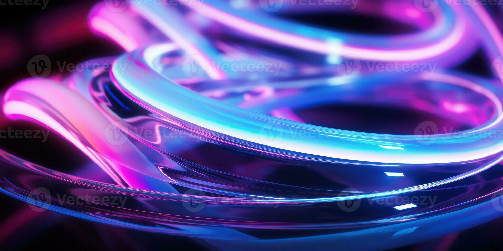 Tangled neon wires captured in a macro perspective. AI generative. photo
