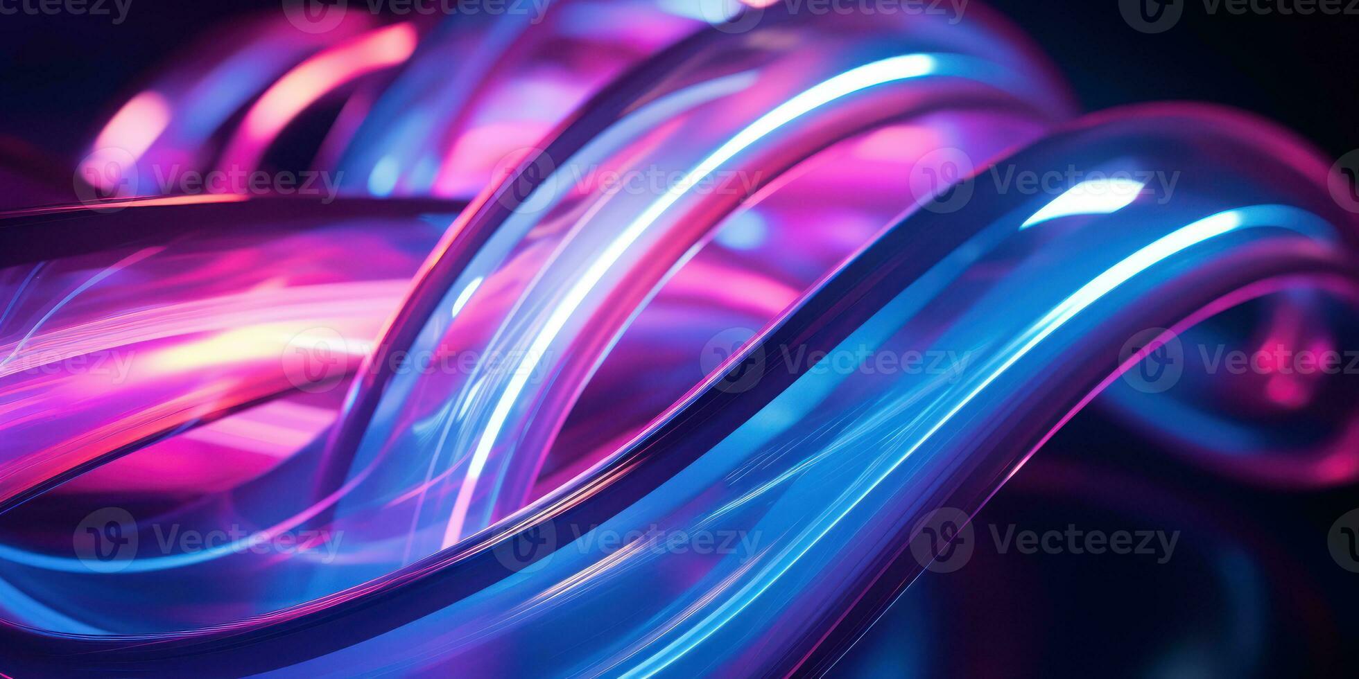 Tangled neon wires captured in a macro perspective. AI generative. photo