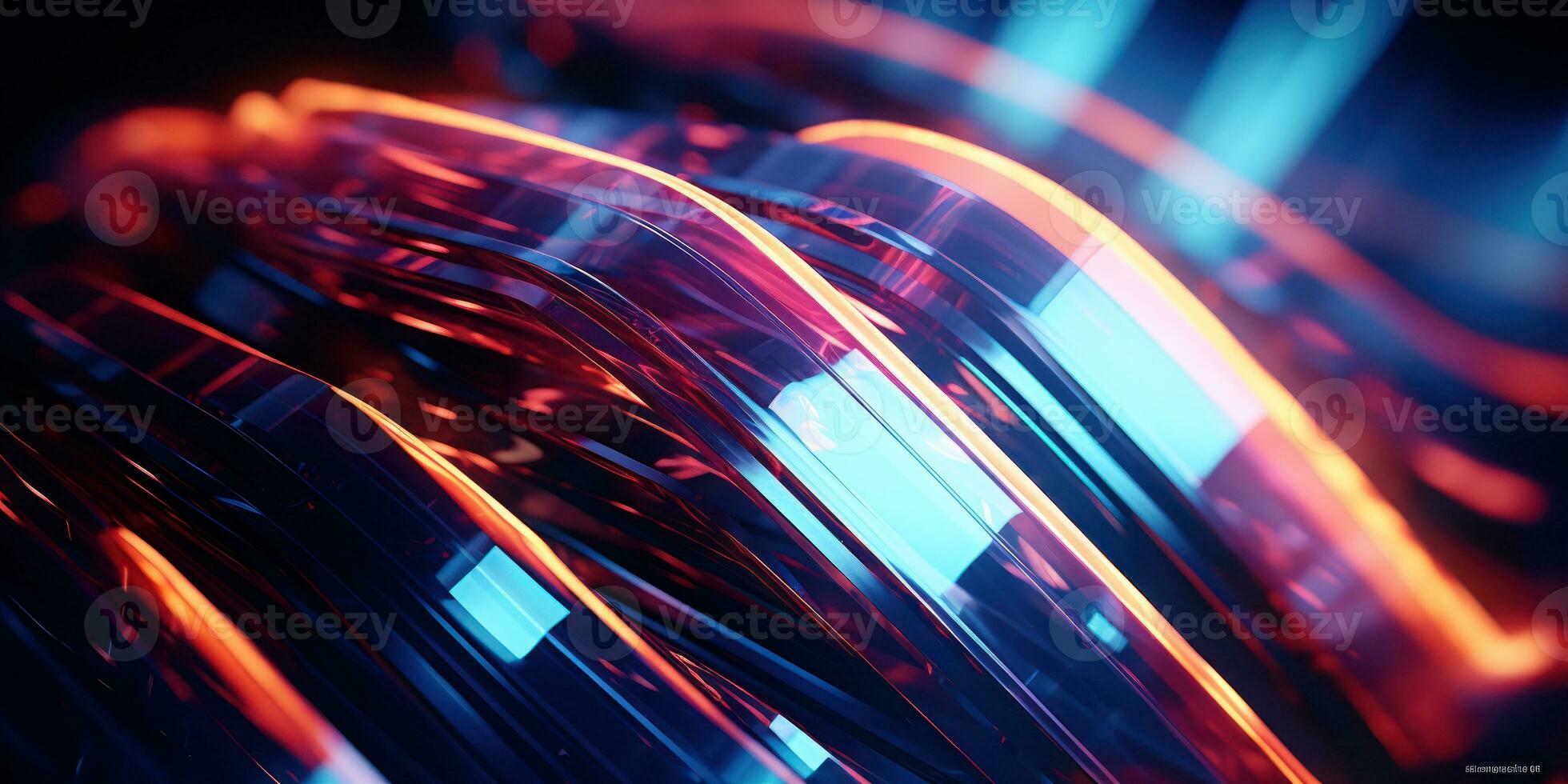 Tangled neon wires captured in a macro perspective. AI generative. photo