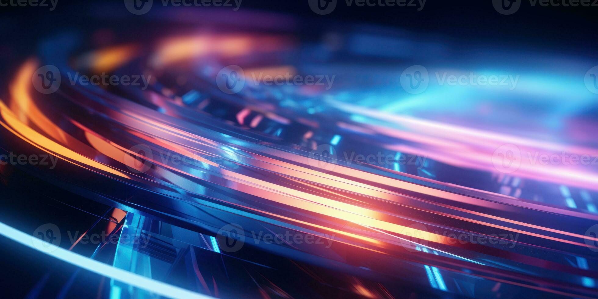 Tangled neon wires captured in a macro perspective. AI generative. photo