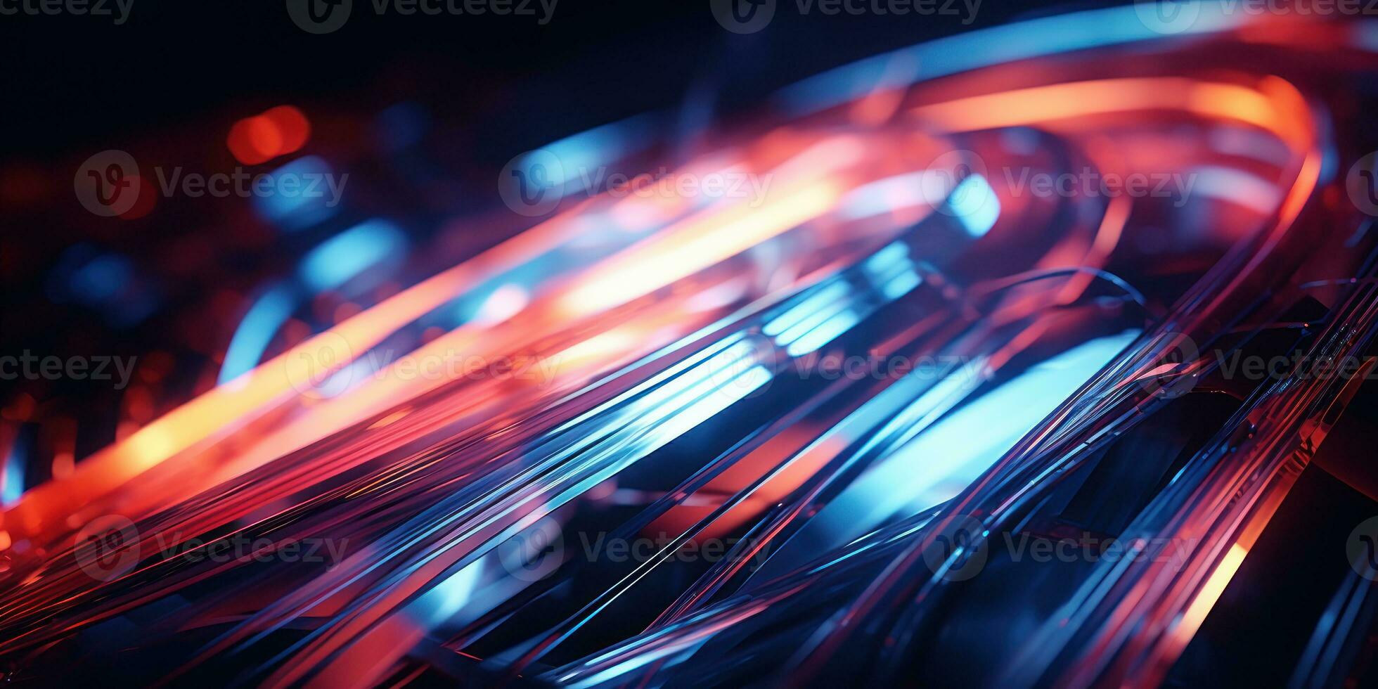 Tangled neon wires captured in a macro perspective. AI generative. photo