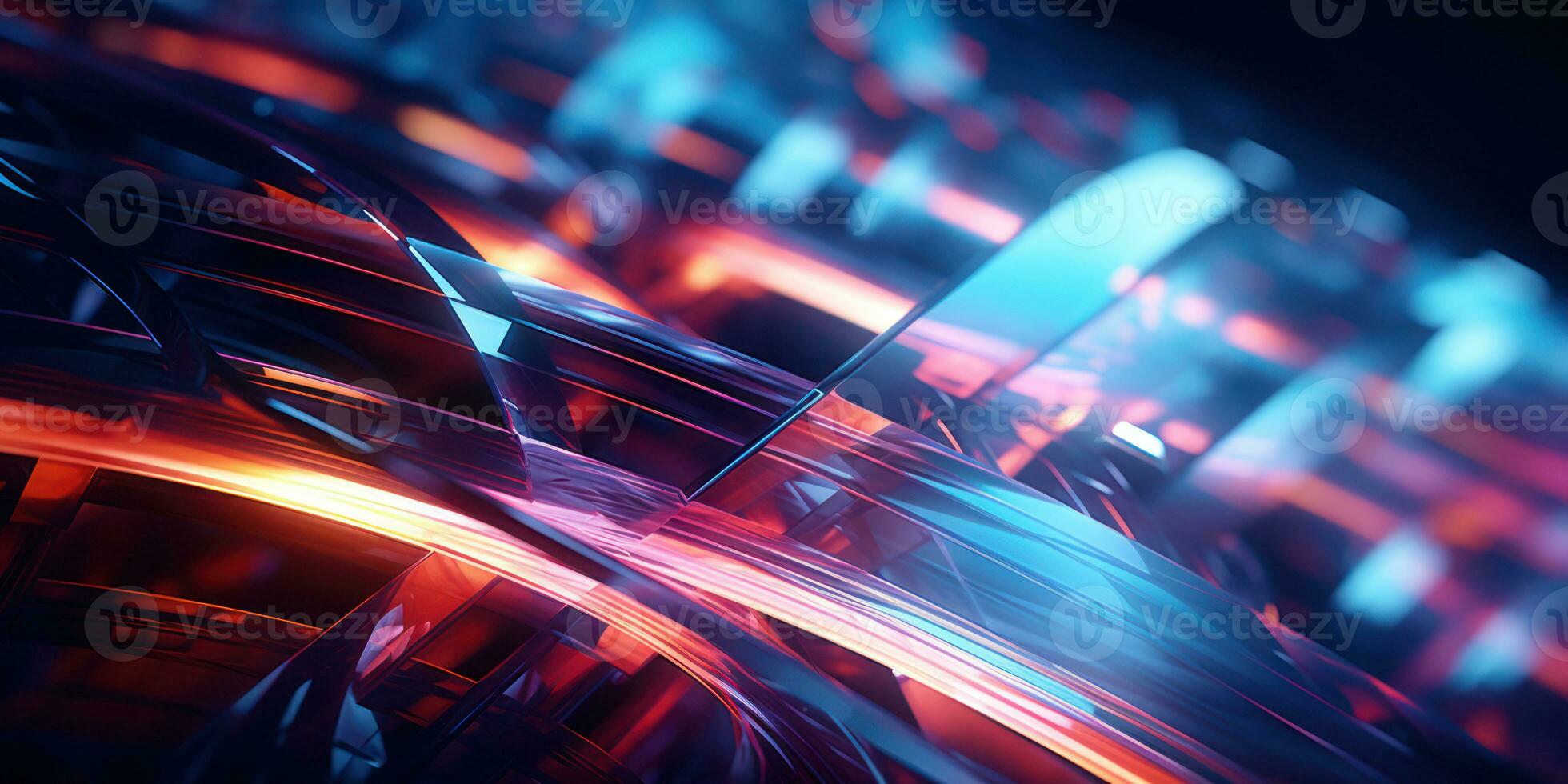 Tangled neon wires captured in a macro perspective. AI generative. photo