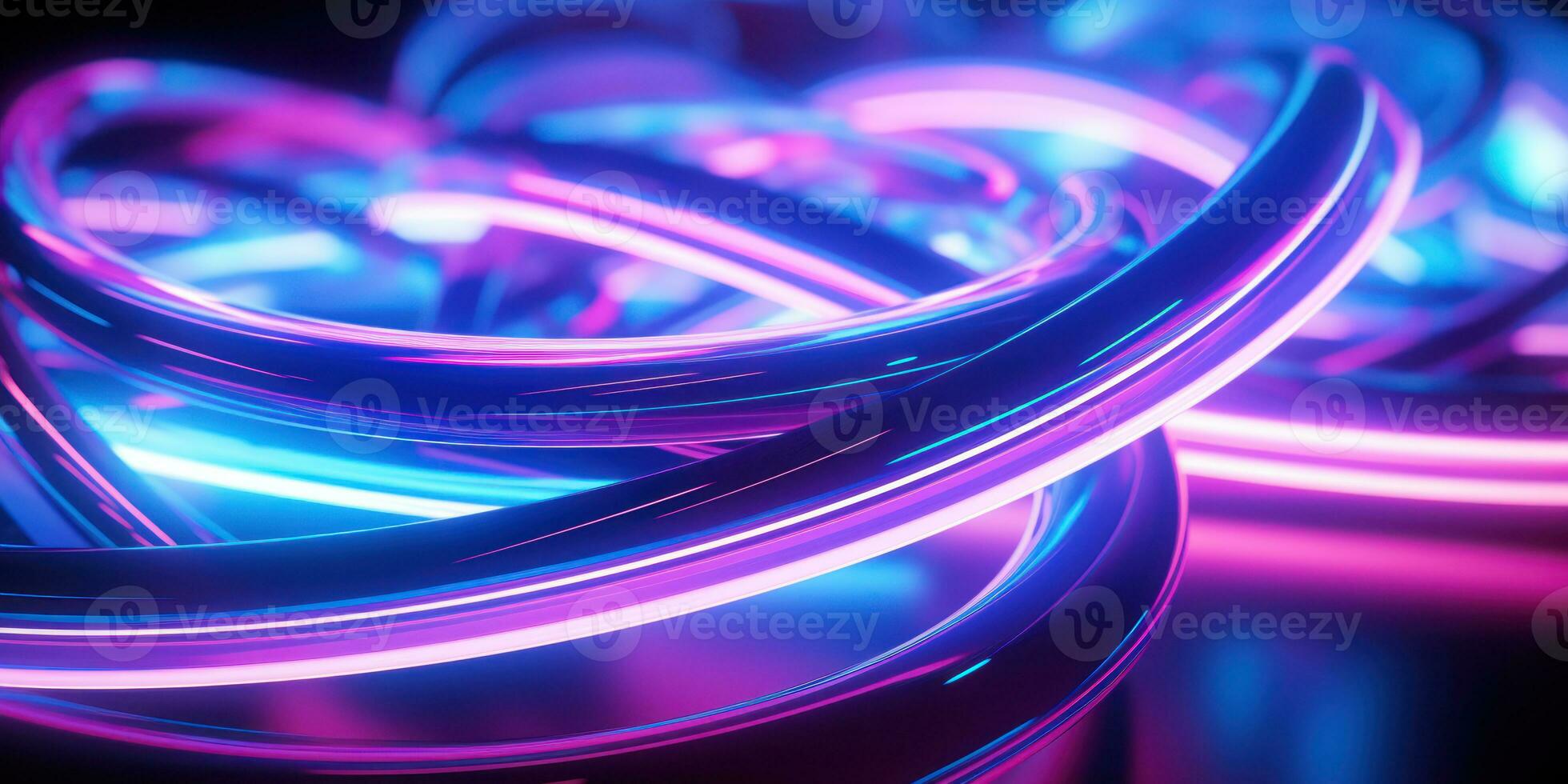 Tangled neon wires captured in a macro perspective. AI generative. photo
