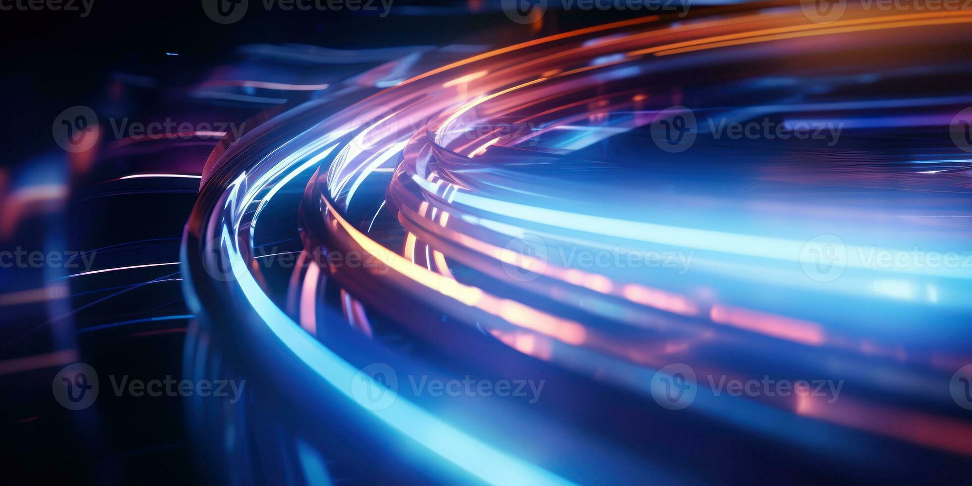 Tangled neon wires captured in a macro perspective. AI generative. photo