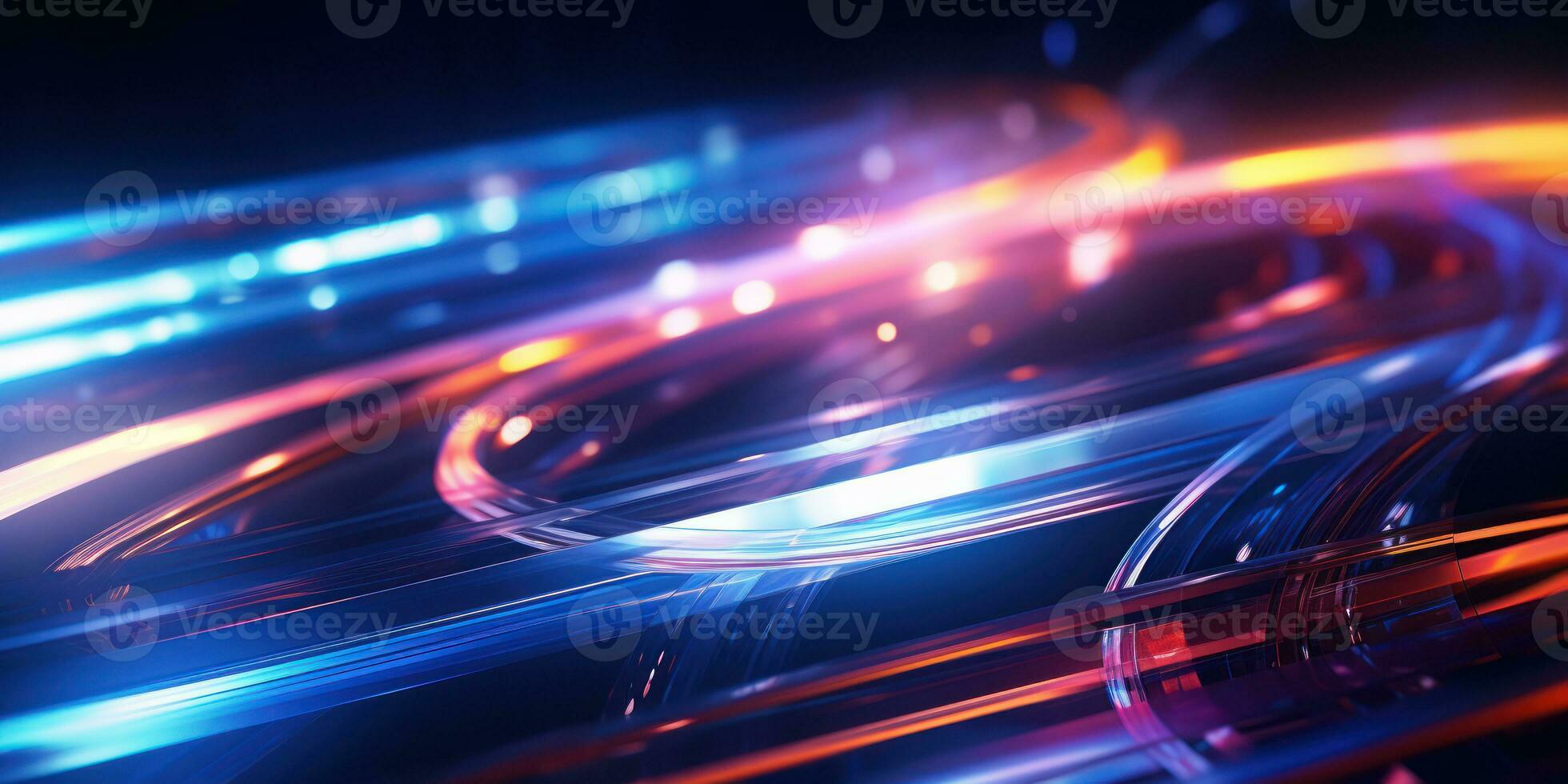 Tangled neon wires captured in a macro perspective. AI generative. photo