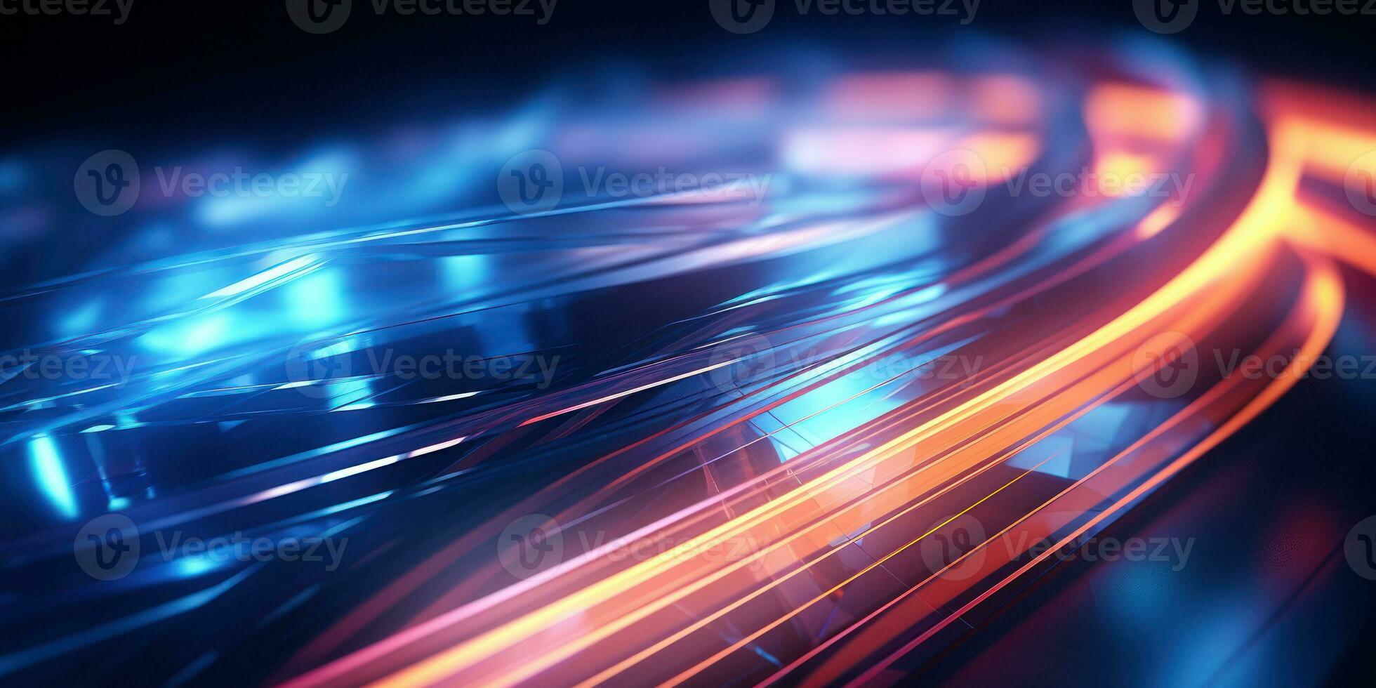 Tangled neon wires captured in a macro perspective. AI generative. photo