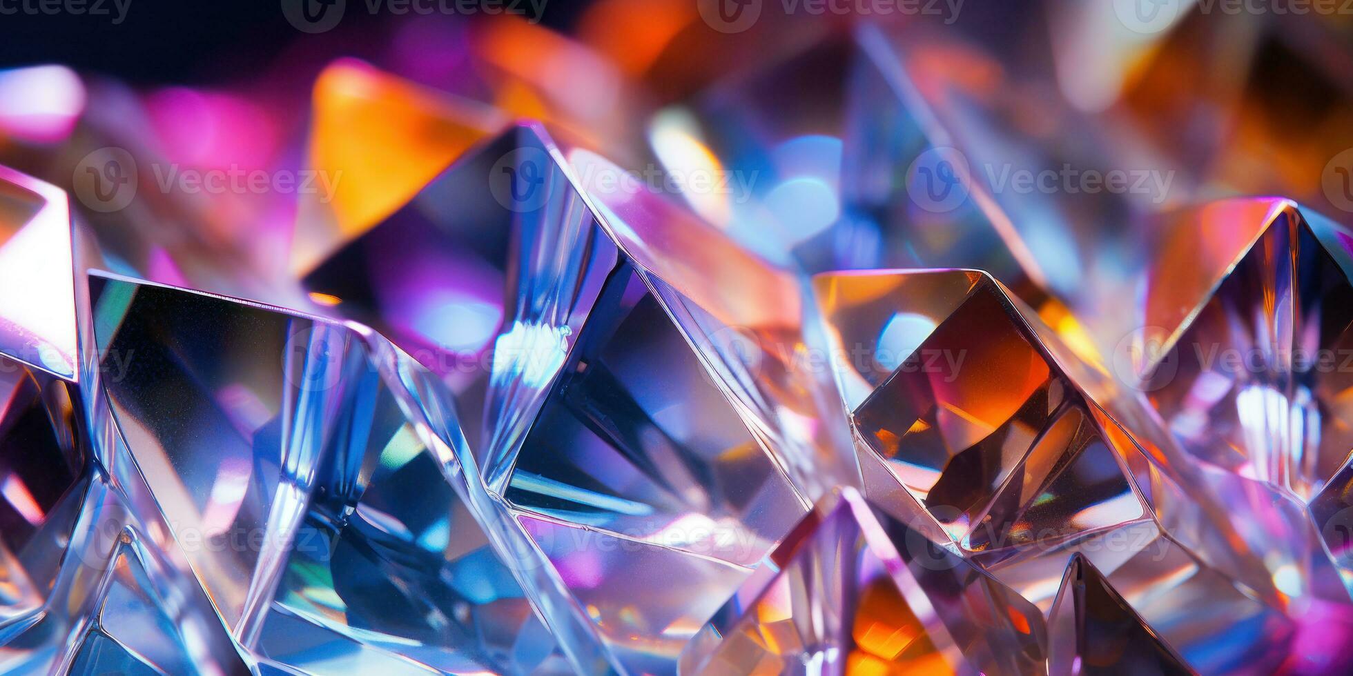Rainbow light through crystal facets. AI generative. photo