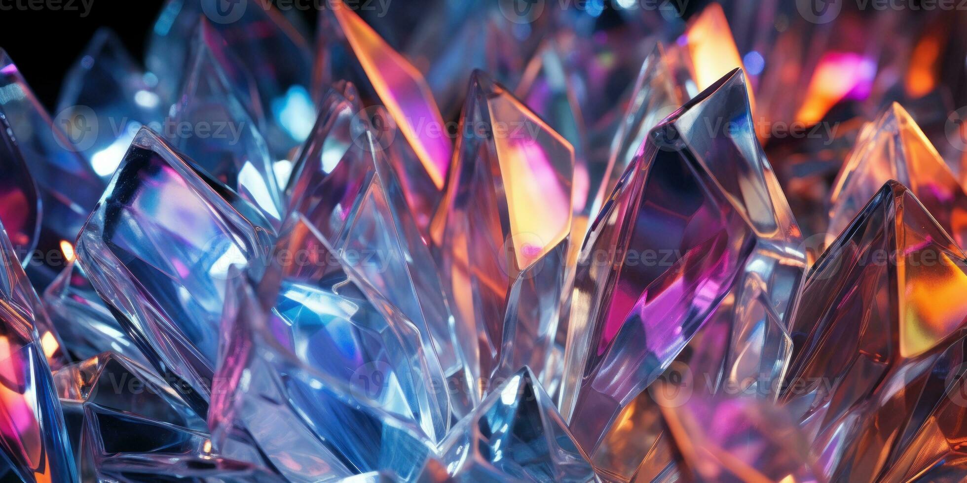 Rainbow light through crystal facets. AI generative. photo