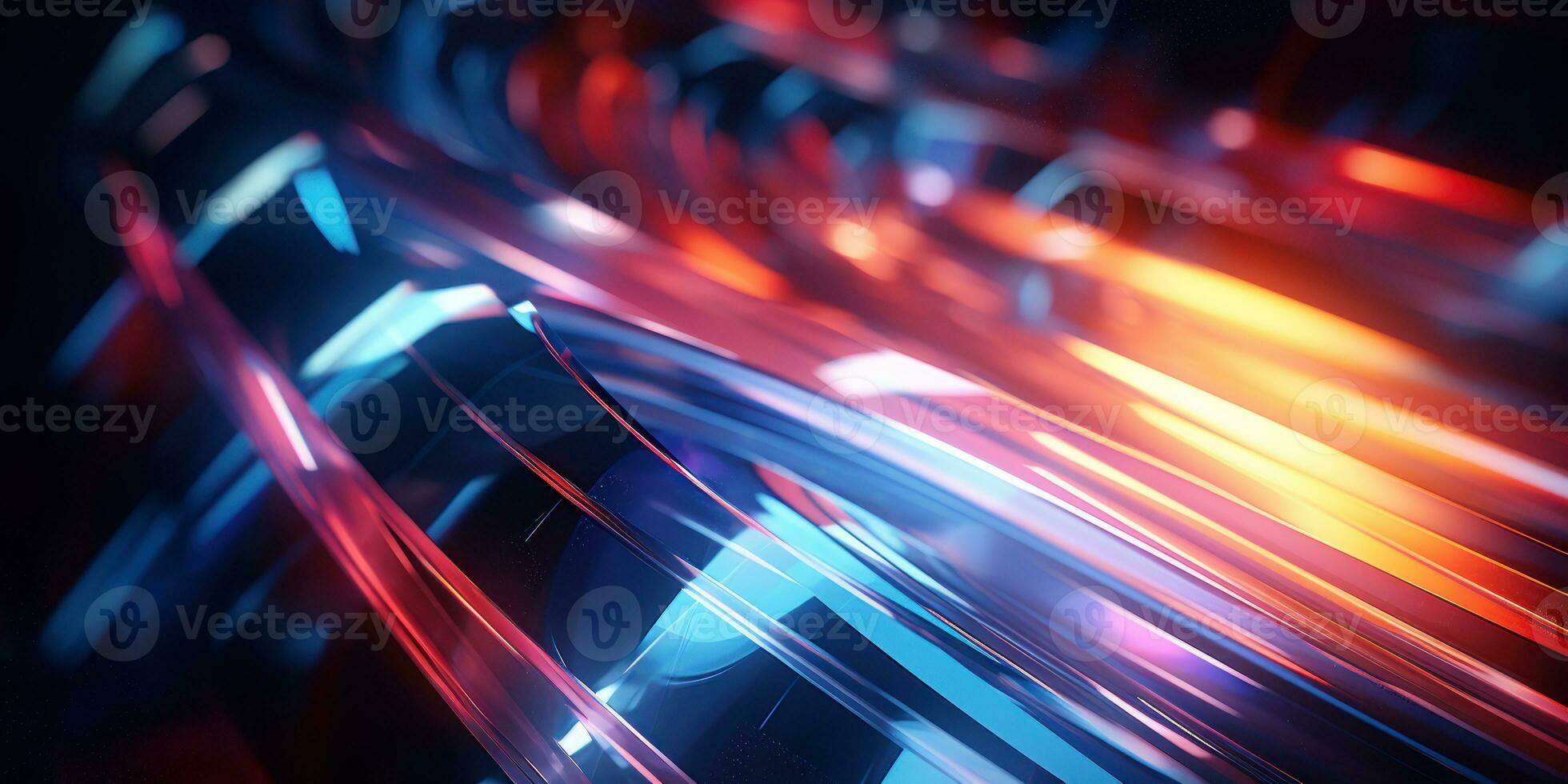 Tangled neon wires captured in a macro perspective. AI generative. photo