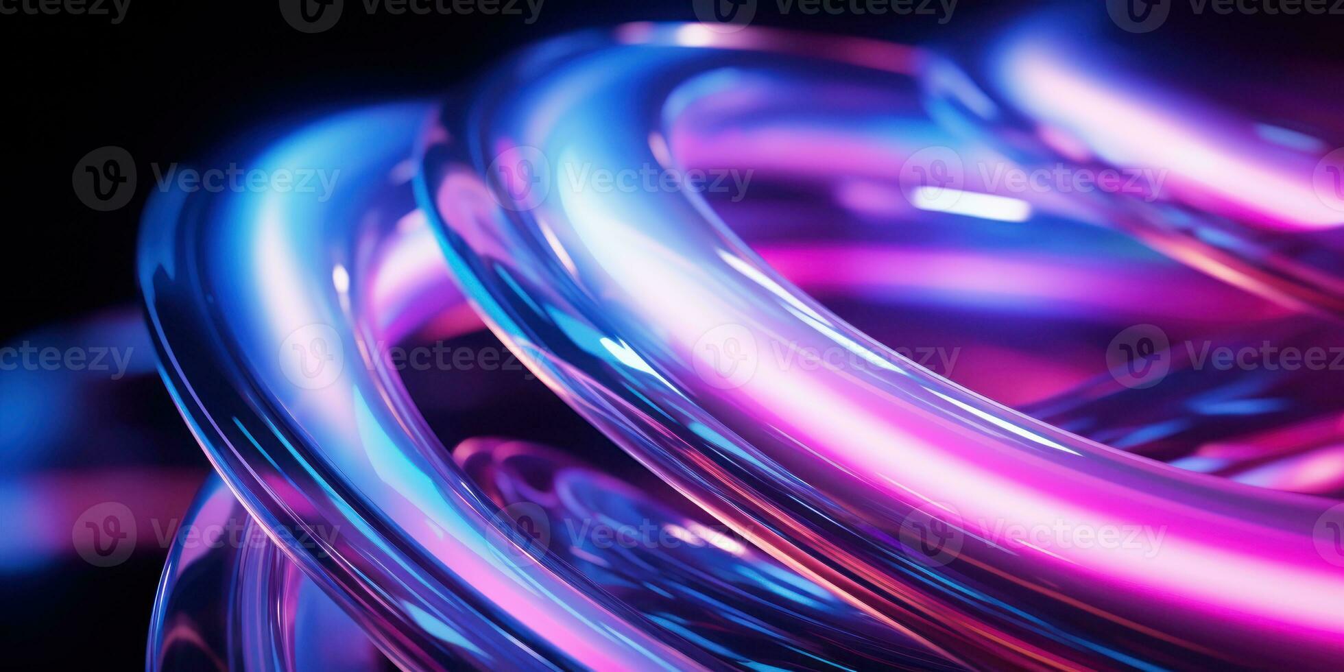 Tangled neon wires captured in a macro perspective. AI generative. photo