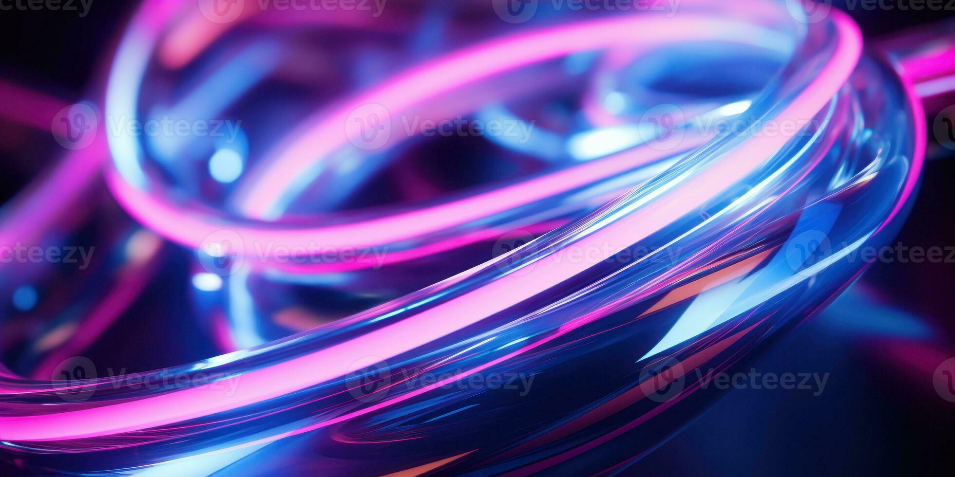 Tangled neon wires captured in a macro perspective. AI generative. photo