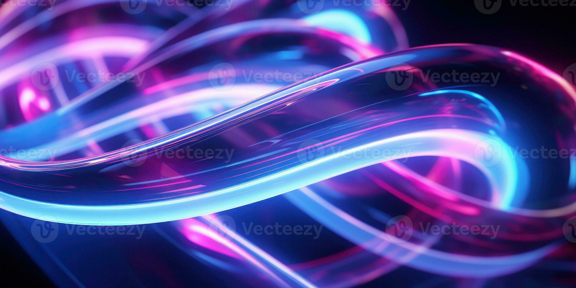 Tangled neon wires captured in a macro perspective. AI generative. photo