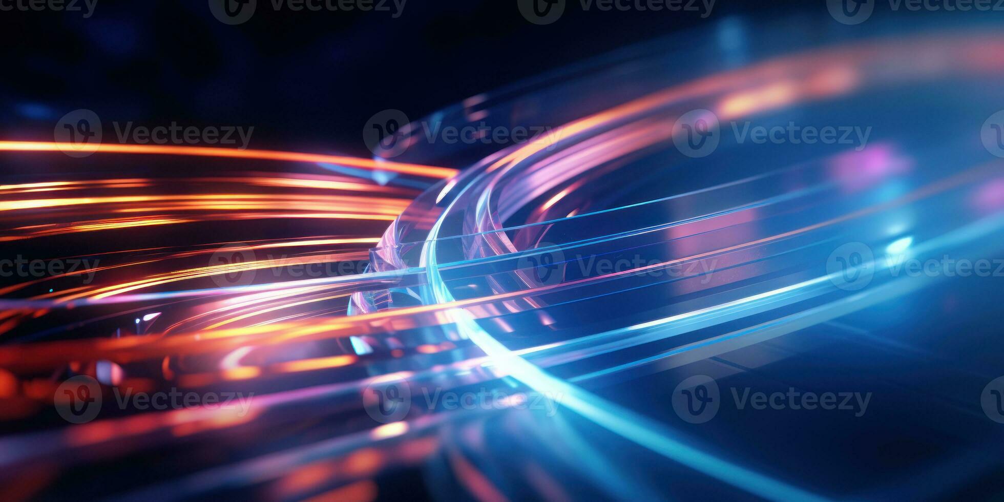 Tangled neon wires captured in a macro perspective. AI generative. photo