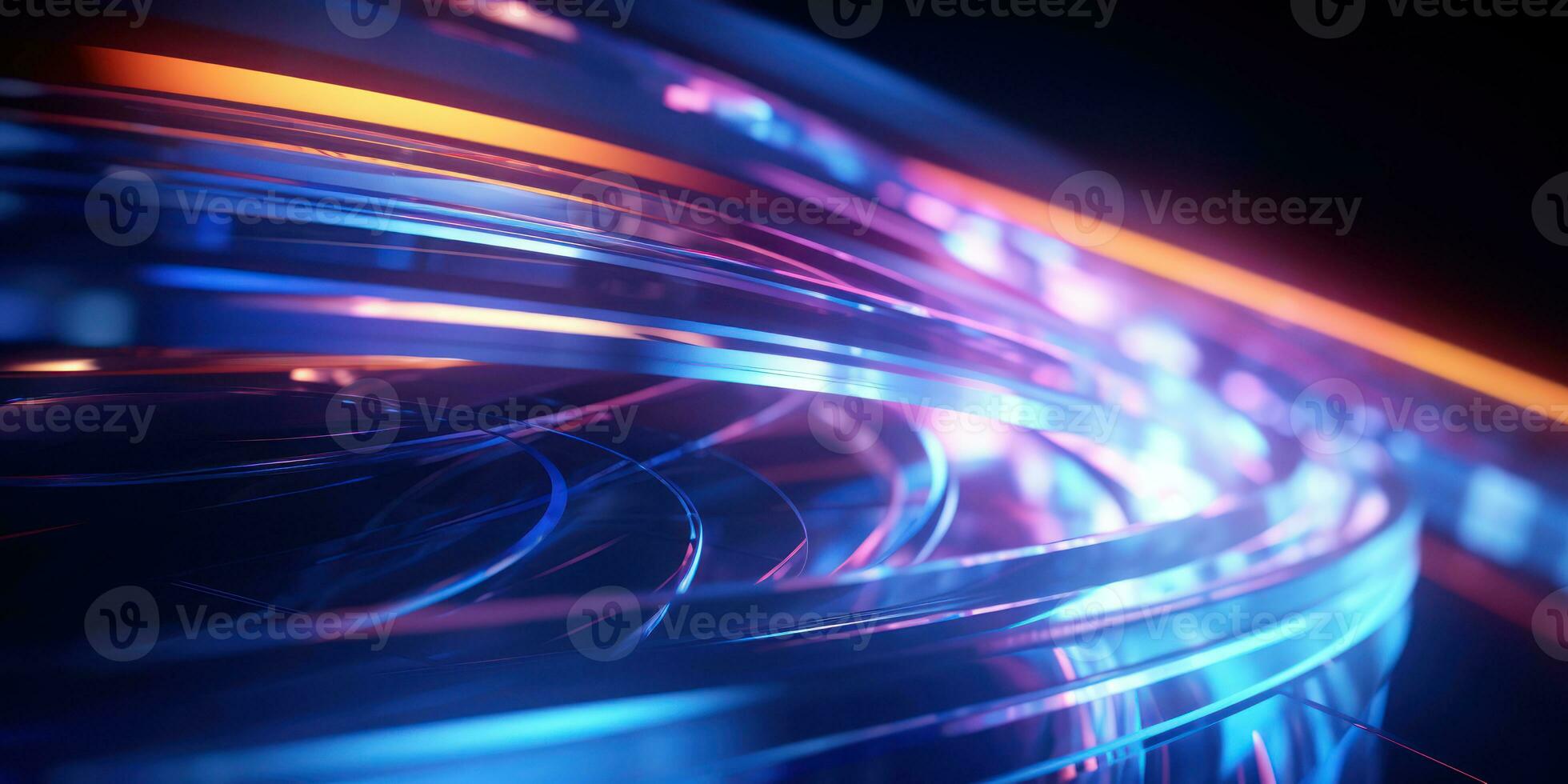 Tangled neon wires captured in a macro perspective. AI generative. photo