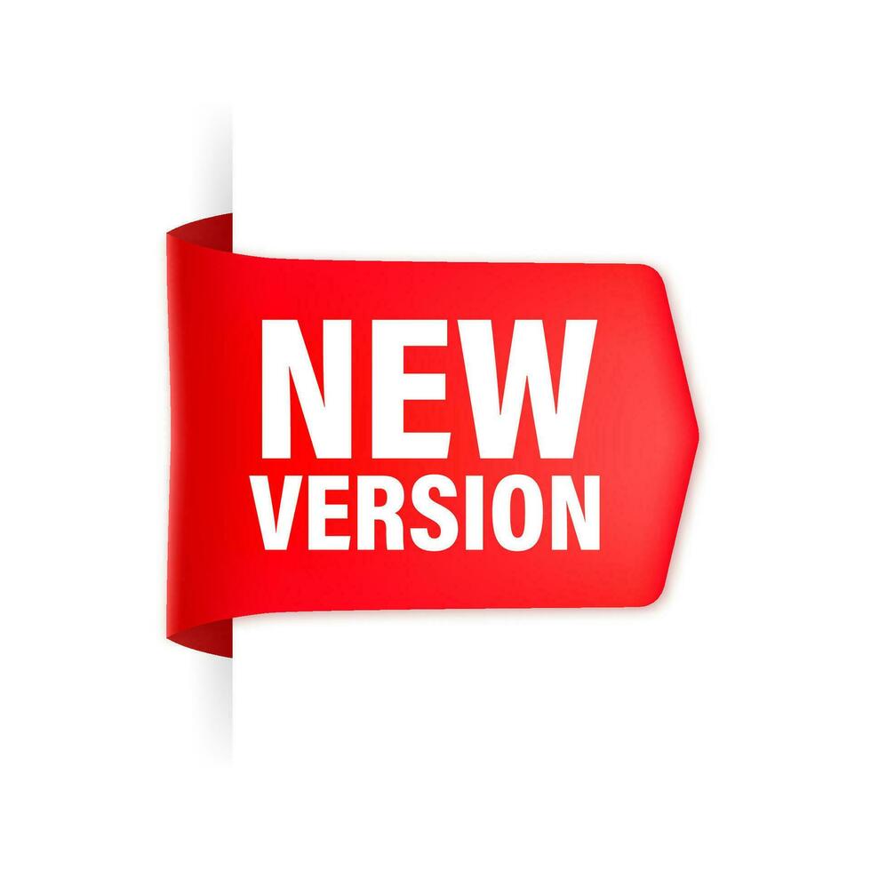 New version red label on white background. Red banner. Vector illustration.