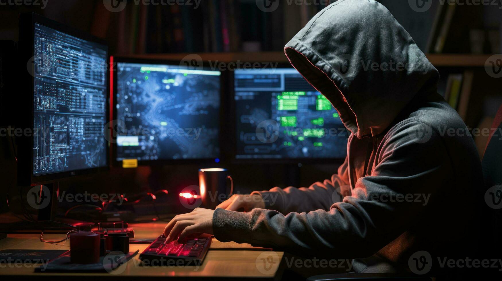 Cyber Intrigue. The Secret Life of a Computer Hacker. Generative AI photo