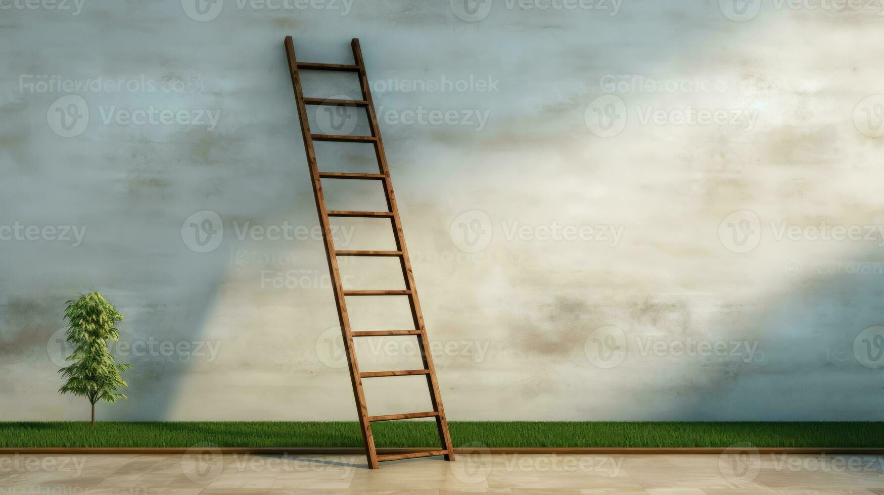 Wall and Ladder. Generative AI photo