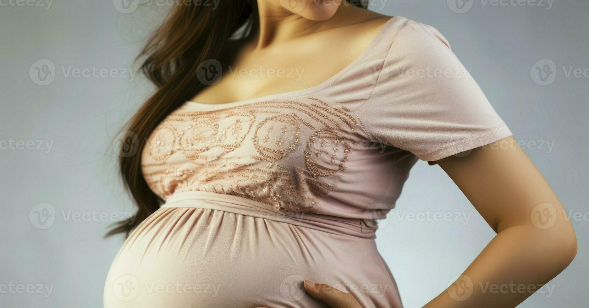 Loving Hands on a Mother-to-Be's Belly. Generative AI photo