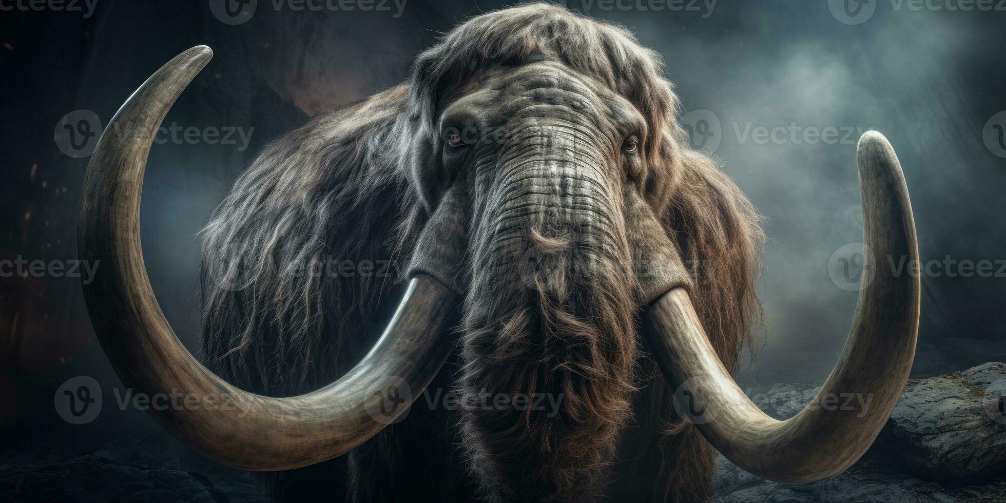 Detailed prehistoric mammoth. AI generative. photo